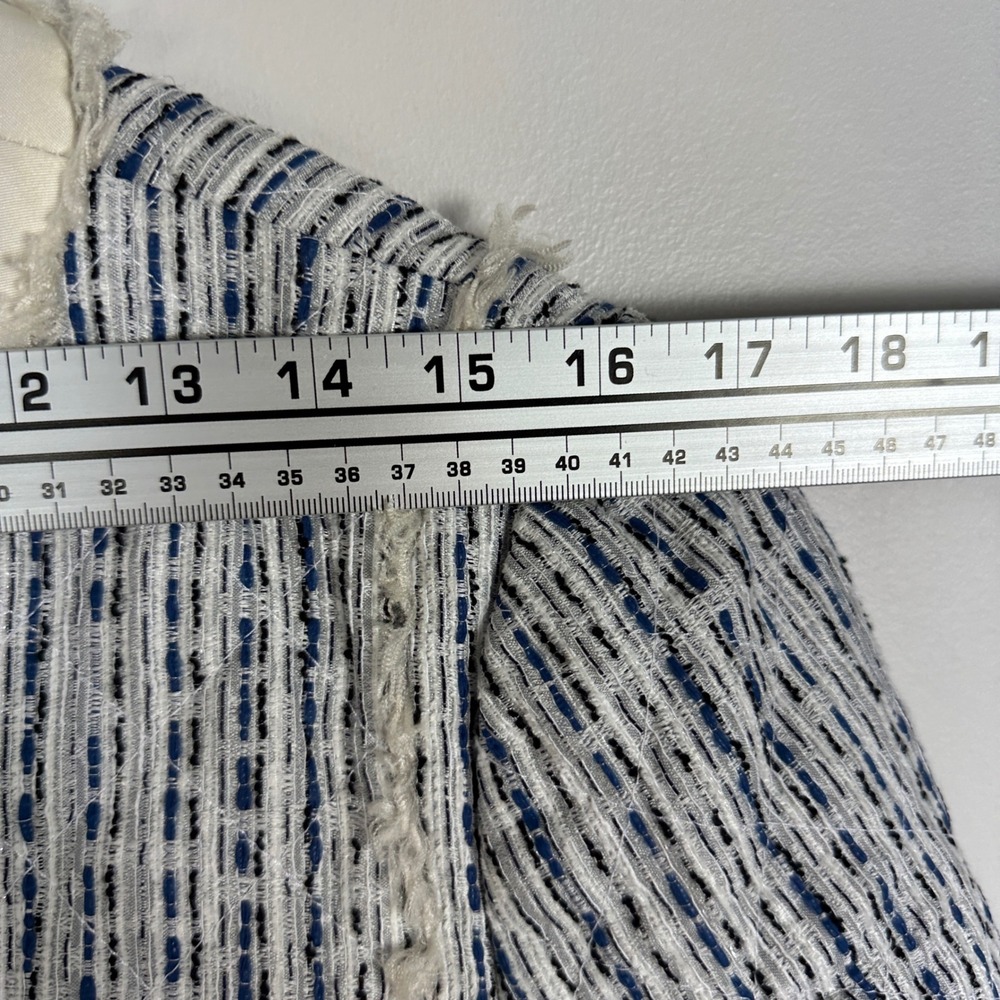 Adam Lippes Tweed Cropped Jacket Womens Size 10 Blue Silk Blend‎ $395 USD Coat - Picture 14 of 16